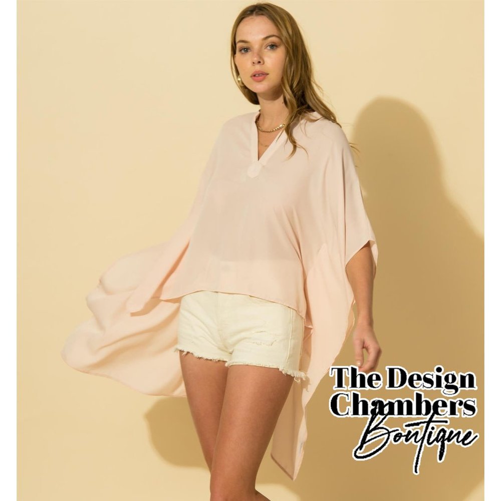 Flowy Kimono Blouse - Pale Blush Cream